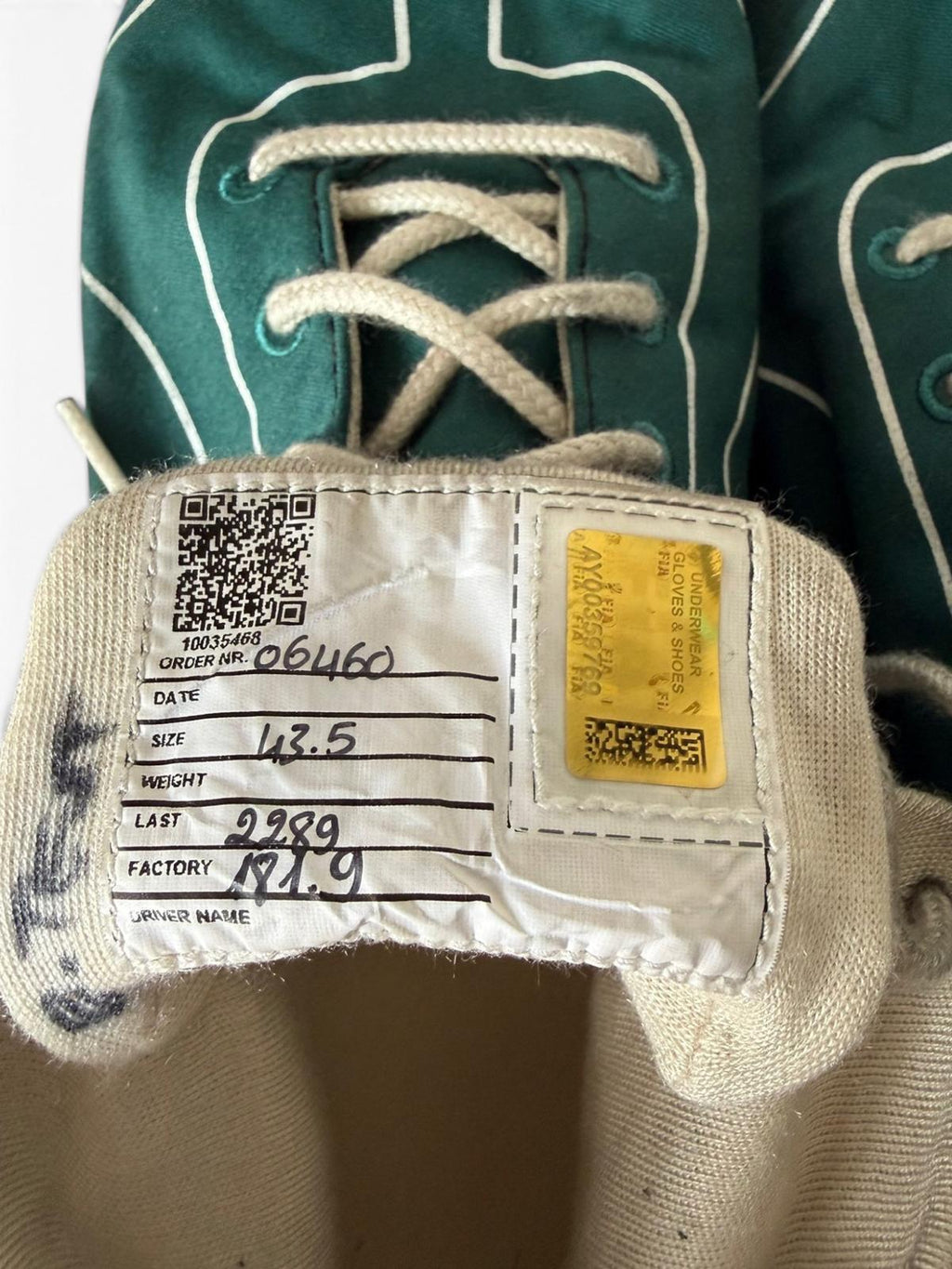 Lance Stroll Aston Martin F1 Team 2025 Pre-Season Worn Test Boots