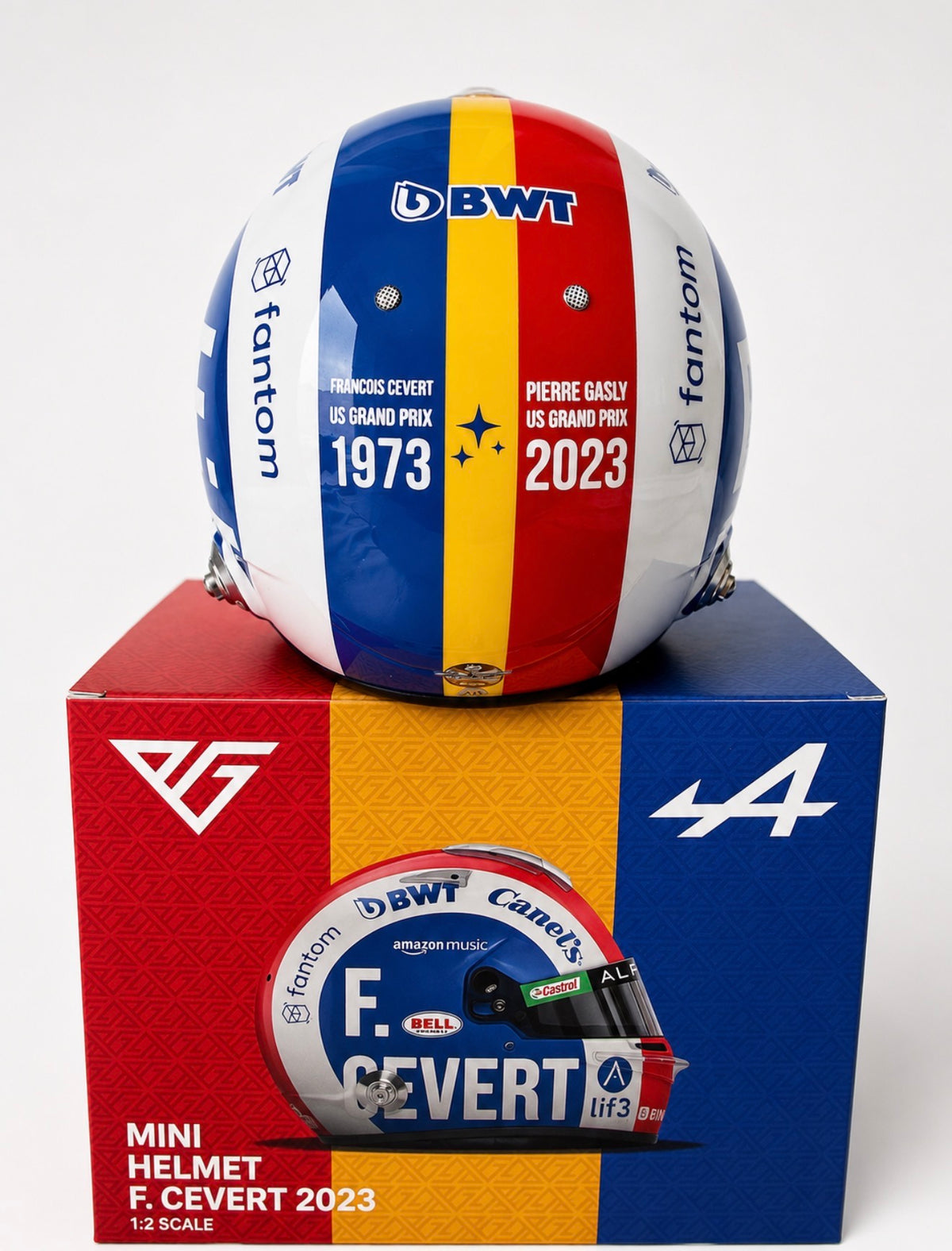 Pierre Gasly 2023 1:2 Scale Bell Austin Limited Edition Signed Tribute helmet to Francois Cevert.