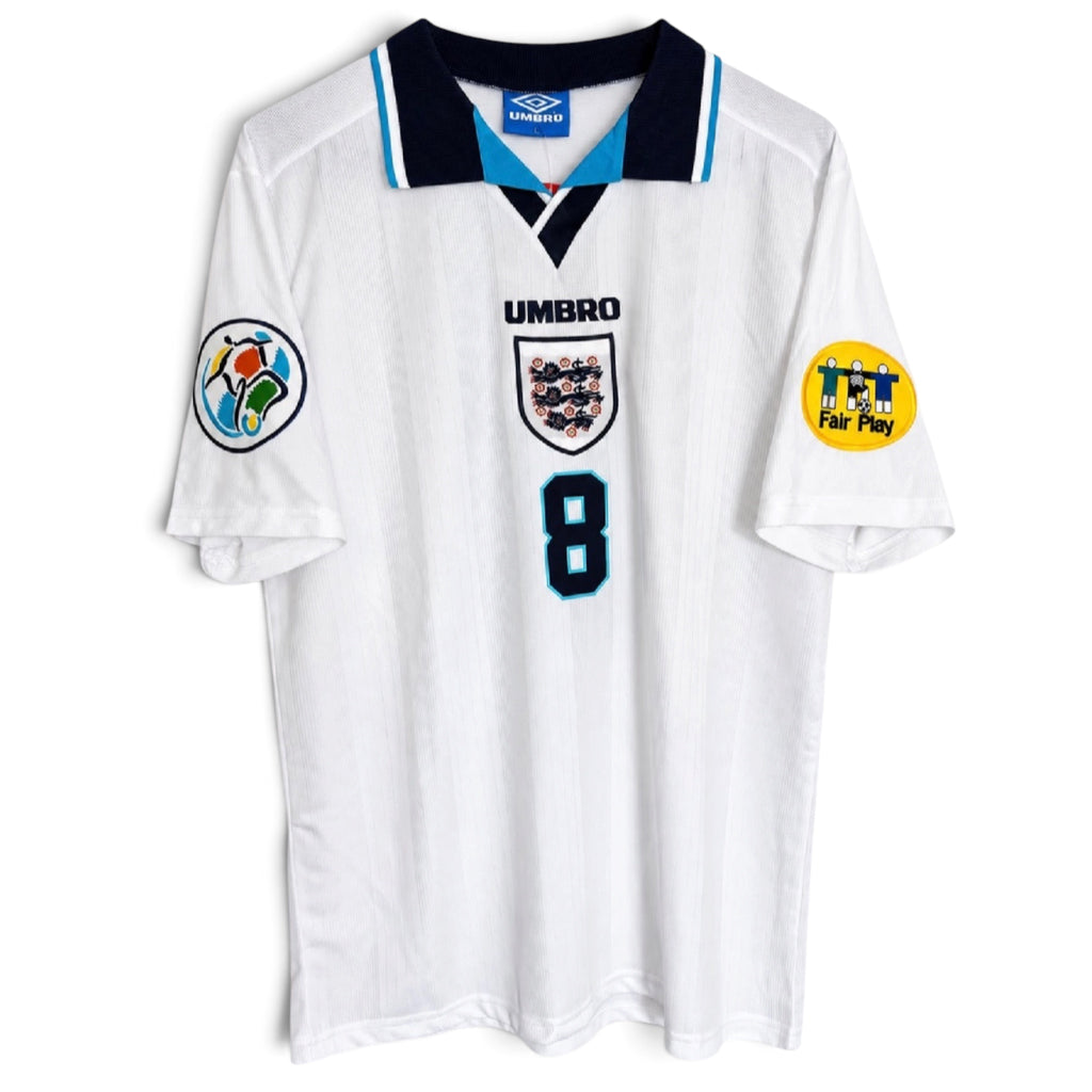 Paul Gascoigne Hand Signed England Euro 1996 Reproduction Replica Shirt
