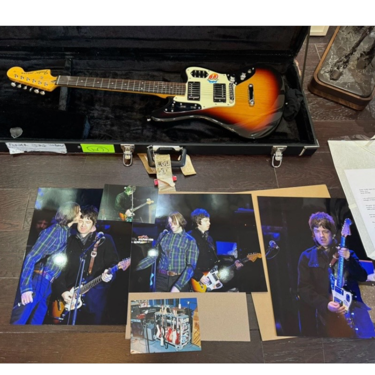 Noel Gallagher’s Fender Jaguar, Studio and Stage used most famously at the Hogmanay gig in Edinburgh with Kasabian, 2008. - SOLD!