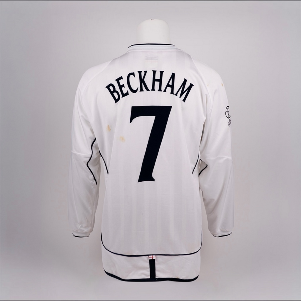 David Beckham Match Issue, Signed England 2002 Shirt with 2010 Season Match Worn Boots