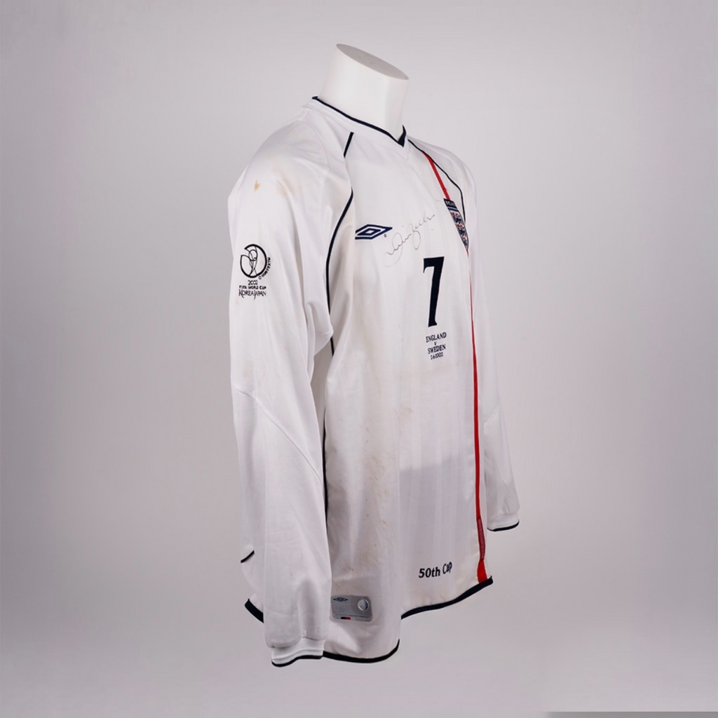 David Beckham Match Issue, Signed England 2002 Shirt with 2010 Season Match Worn Boots