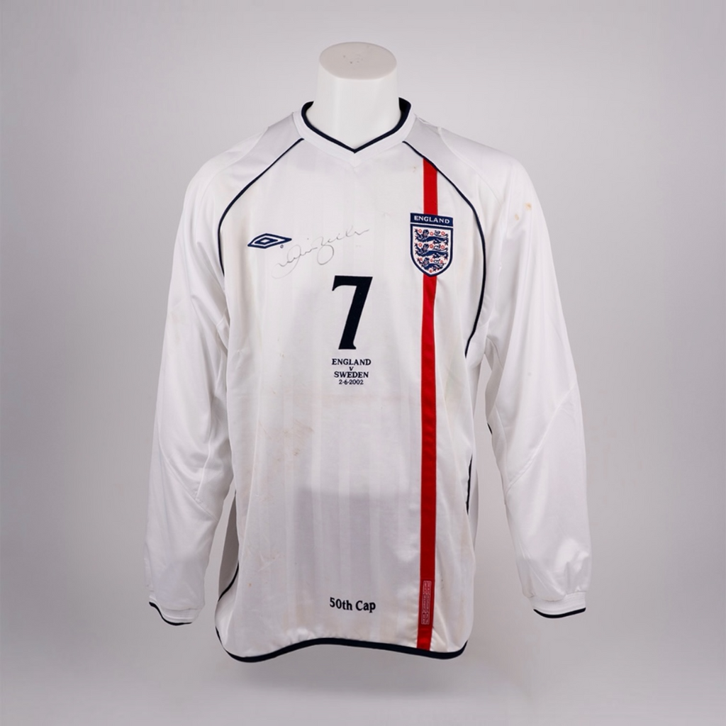 David Beckham Match Issue, Signed England 2002 Shirt with 2010 Season Match Worn Boots