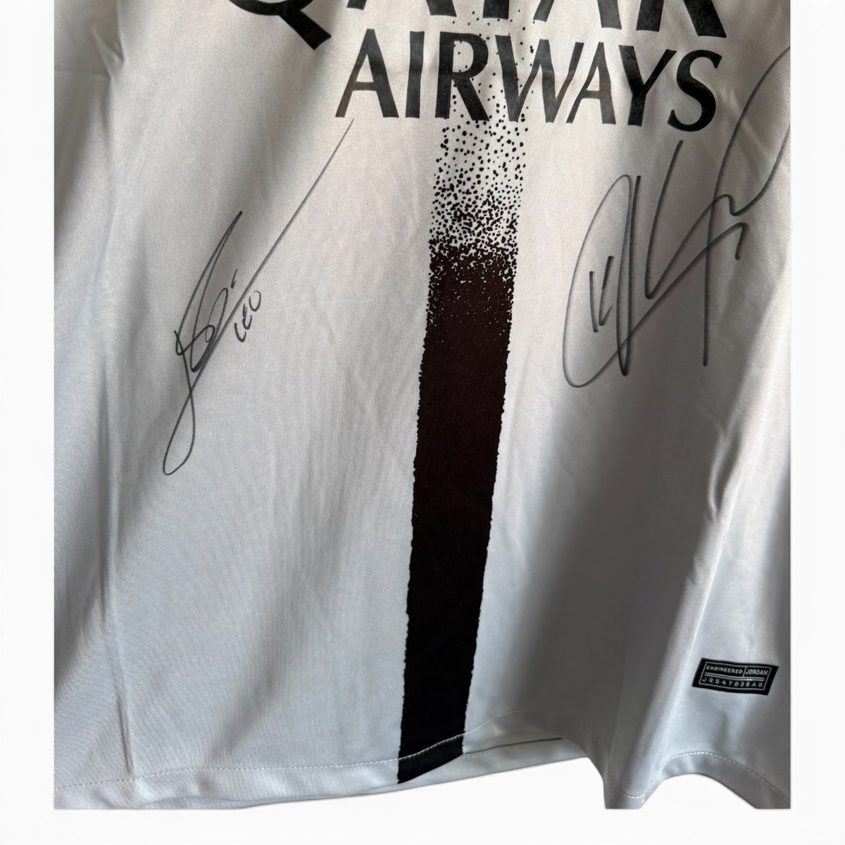 Lionel Messi & Kylian Mbappe Hand Signed Paris Saint Germain (PSG) 2022-23 Season Official Away shirt (Front Signed)