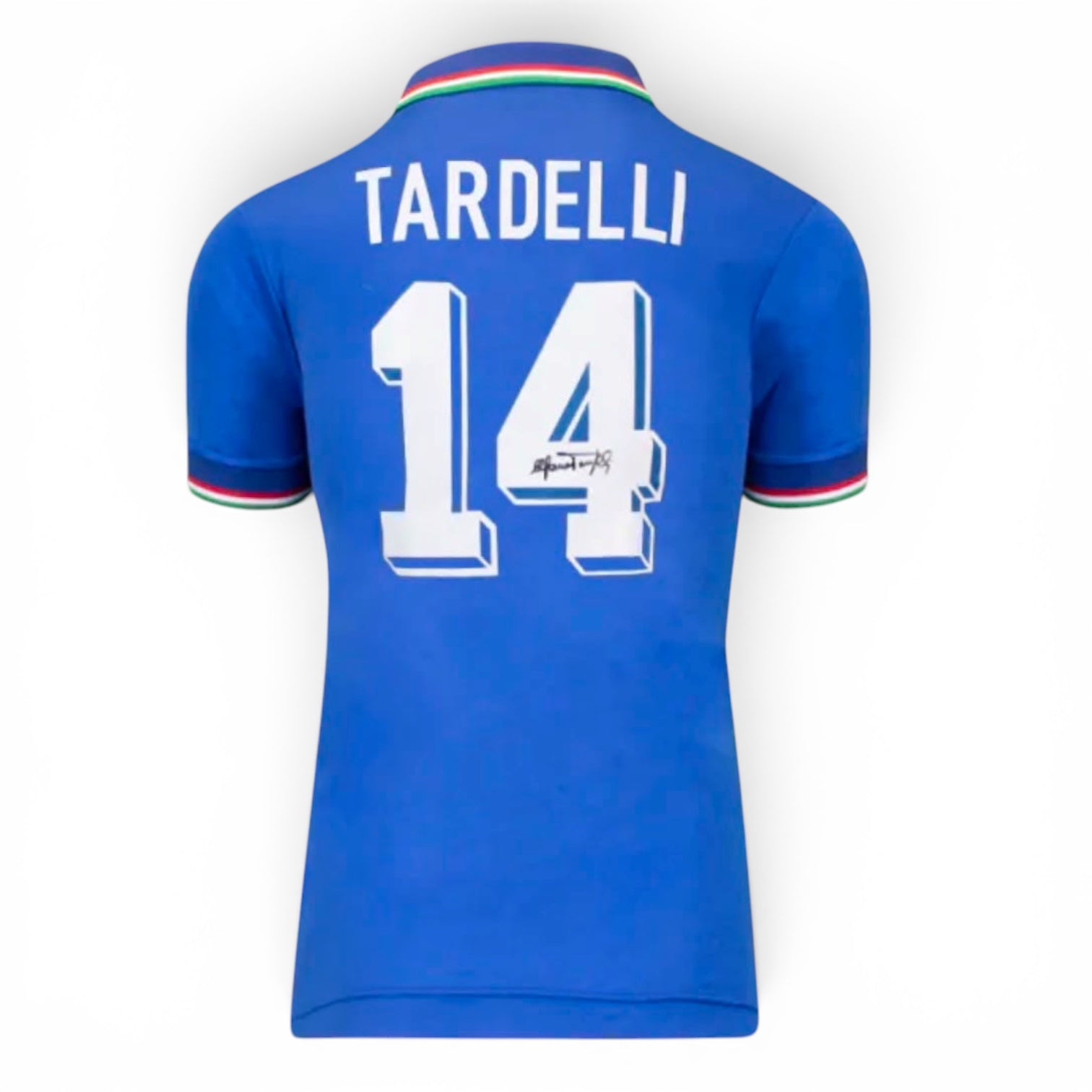 Marco Tardelli Official FIFA World Cup Back Signed Italy Retro Shirt in Deluxe Packaging