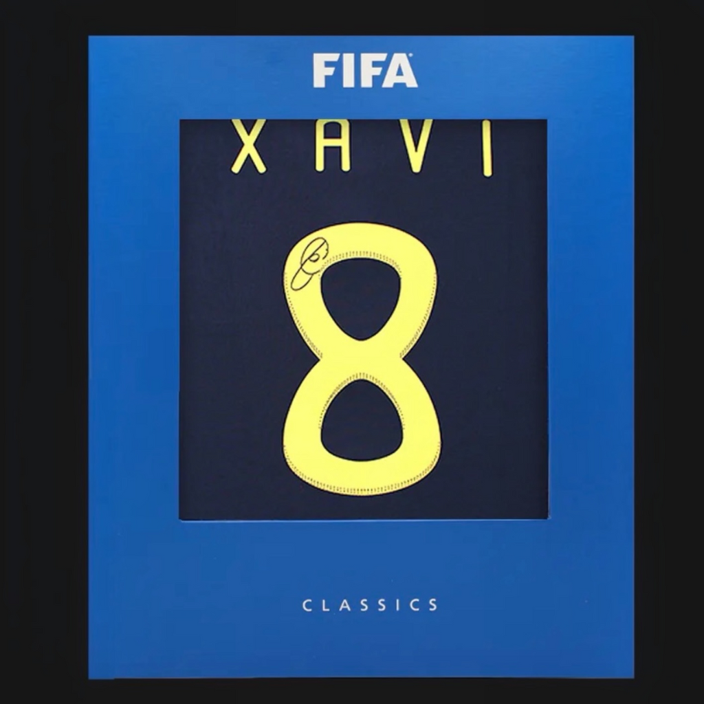 Xavi Official FIFA World Cup Back Signed Spain 2010 Away Shirt in Deluxe Packaging